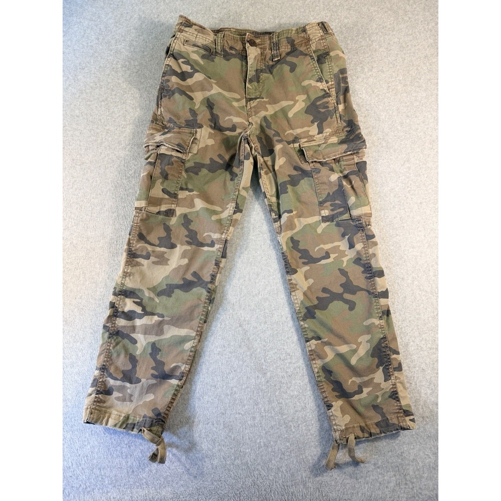 American Eagle Flex Camo Cargo Pants Mens 29x30 Drawstring Hem Real Good Stretch